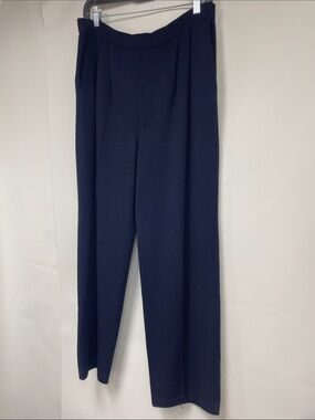 St. John Collection Navy Wide-Leg Pleated Trousers